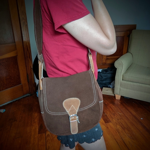 Brown Suede Sachel - Picture 1 of 7